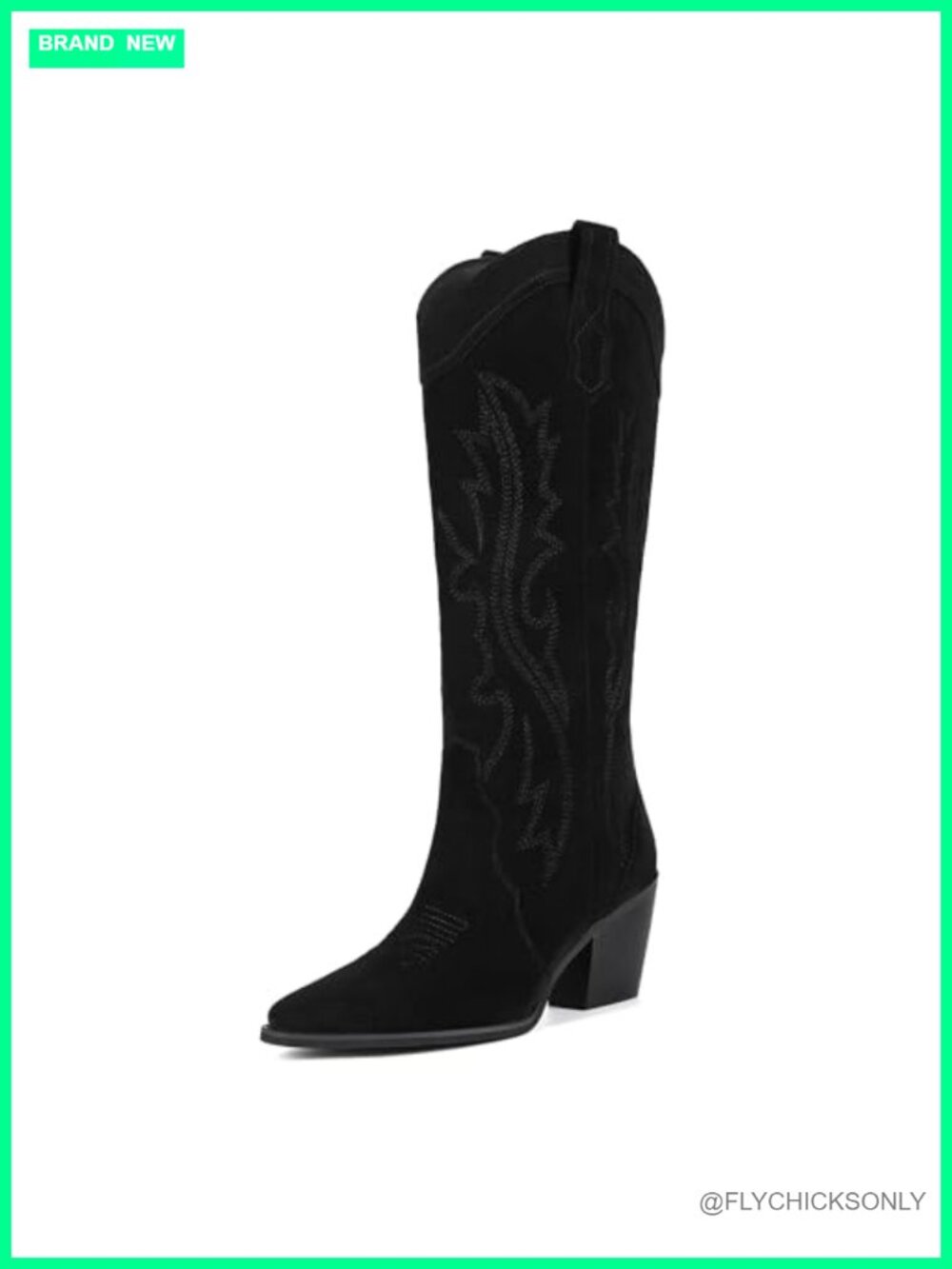 Women's Embroidered Suede Wide Calf Knee High Cowgirl Boots